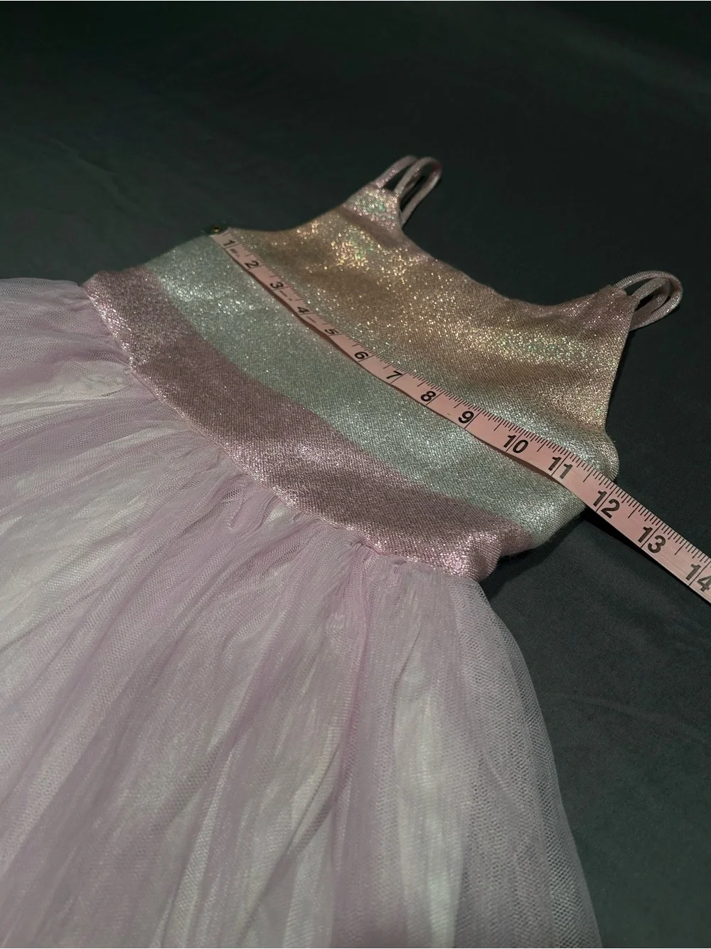 Cat & Jack Girls Pink Glitter Stripe Top High-Low Tulle Party Dress